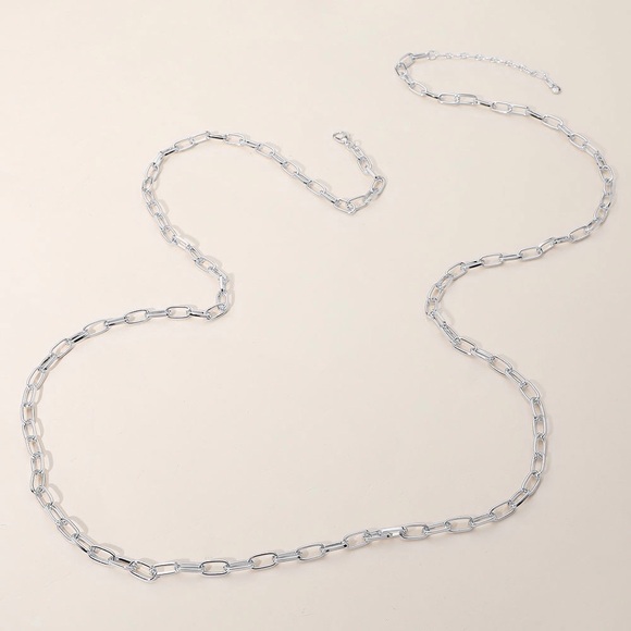 Paperclip Chain Silver Necklace 48” Long - Picture 5 of 5